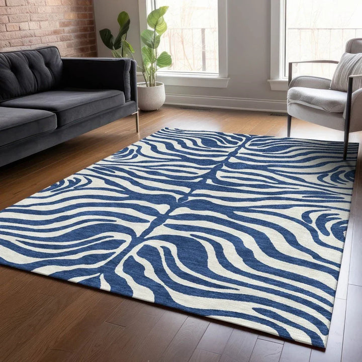 Solstice Navy Washable Indoor-Outdoor Rug-Outdoor Rugs-LOOMLAN Rugs-LOOMLAN