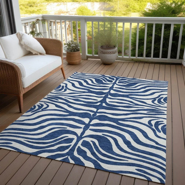Solstice Navy Washable Indoor-Outdoor Rug-Outdoor Rugs-LOOMLAN Rugs-LOOMLAN