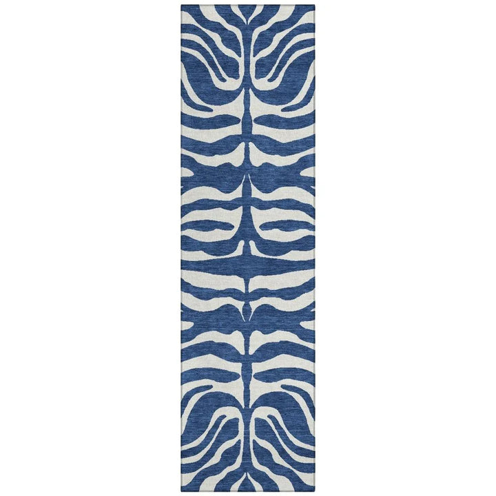Solstice Navy Washable Indoor-Outdoor Rug-Outdoor Rugs-LOOMLAN Rugs-2'3" x 7'6"-LOOMLAN