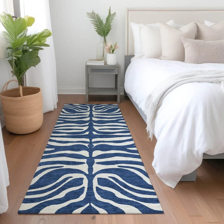 Solstice Navy Washable Indoor-Outdoor Rug-Outdoor Rugs-LOOMLAN Rugs-LOOMLAN