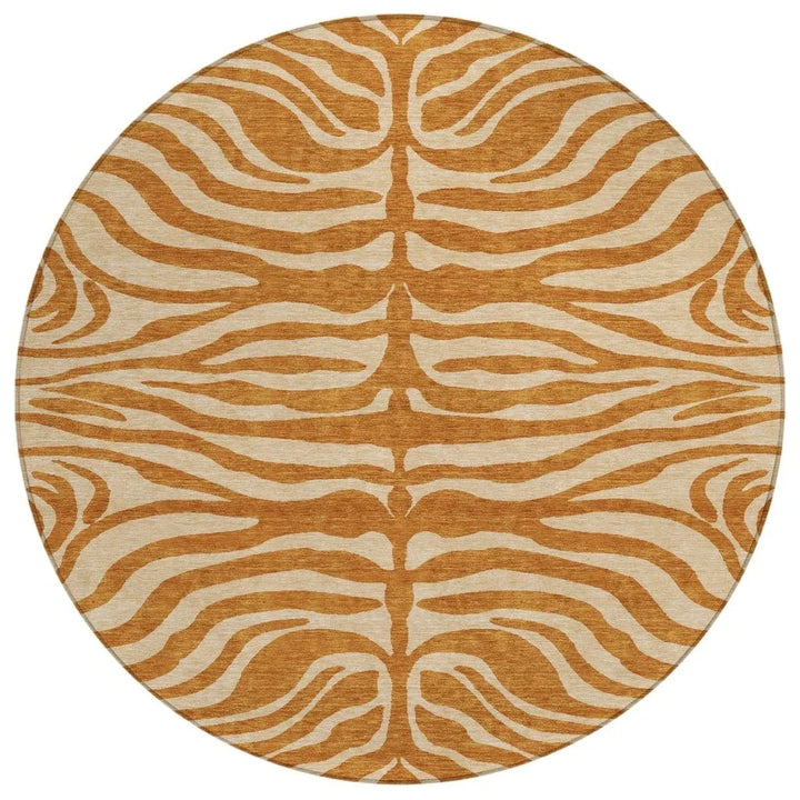 Solstice Orange Washable Indoor-Outdoor Rug-Outdoor Rugs-LOOMLAN Rugs-8' x 8'-LOOMLAN
