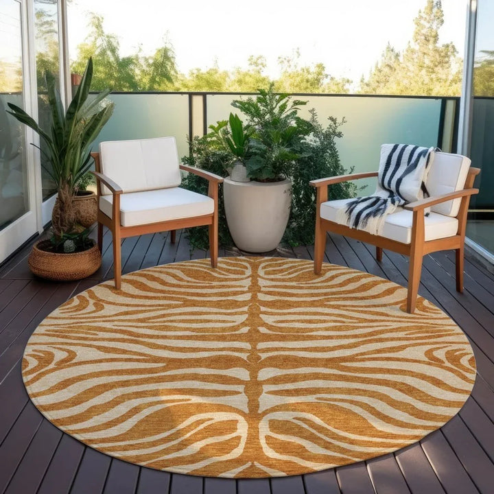Solstice Orange Washable Indoor-Outdoor Rug-Outdoor Rugs-LOOMLAN Rugs-LOOMLAN