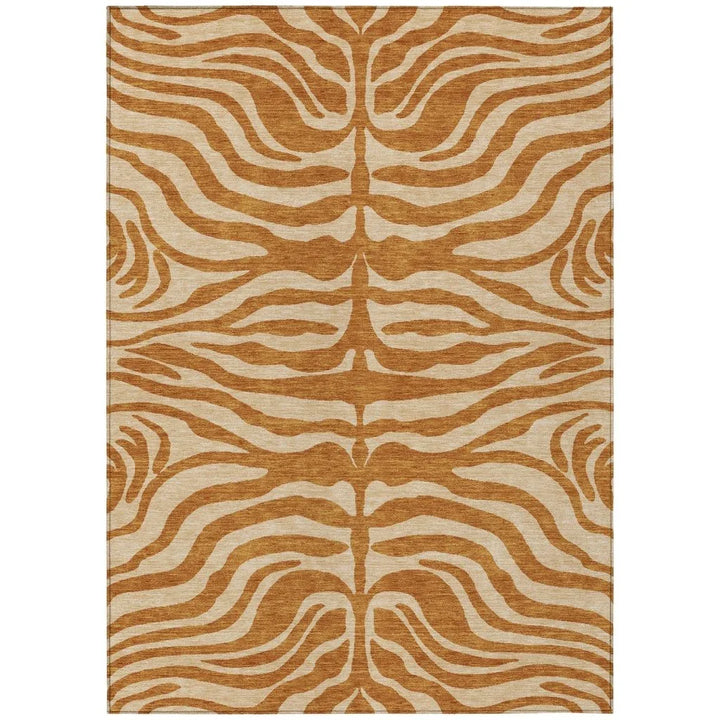 Solstice Orange Washable Indoor-Outdoor Rug-Outdoor Rugs-LOOMLAN Rugs-2'6" x 3'10"-LOOMLAN