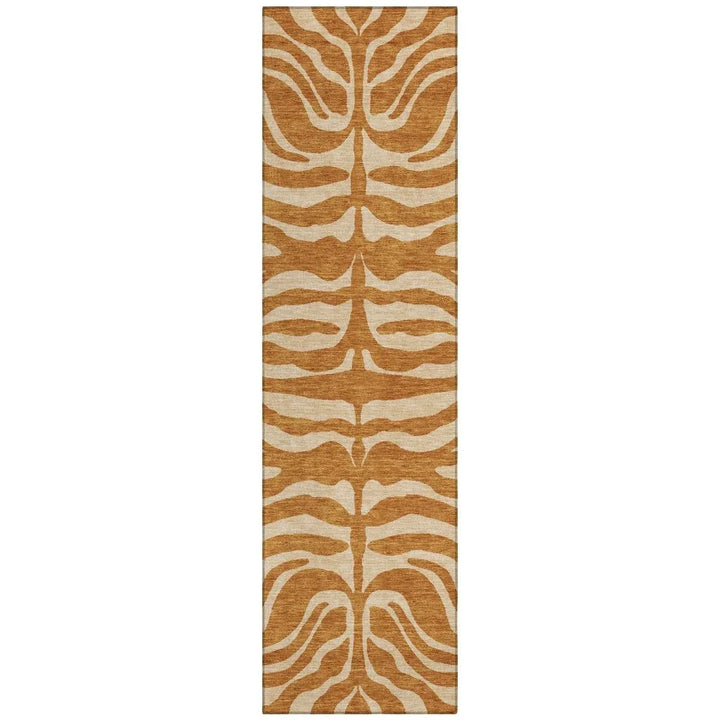 Solstice Orange Washable Indoor-Outdoor Rug-Outdoor Rugs-LOOMLAN Rugs-2'3" x 7'6"-LOOMLAN