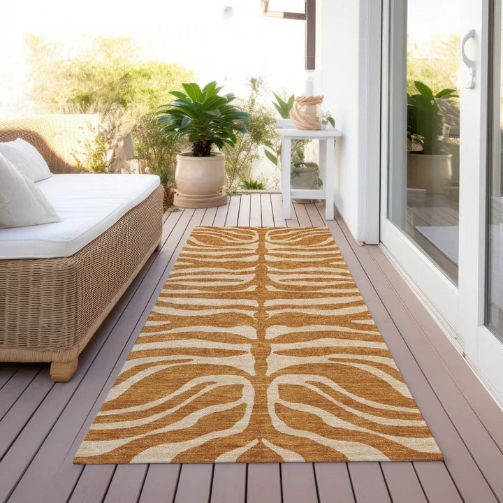 Solstice Orange Washable Indoor-Outdoor Rug-Outdoor Rugs-LOOMLAN Rugs-LOOMLAN