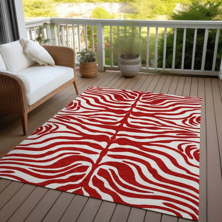 Solstice Red Washable Indoor-Outdoor Rug-Outdoor Rugs-LOOMLAN Rugs-LOOMLAN