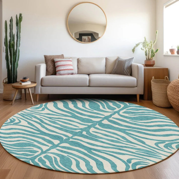 Solstice Teal Washable Indoor-Outdoor Rug-Outdoor Rugs-LOOMLAN Rugs-LOOMLAN