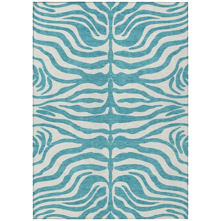Solstice Teal Washable Indoor-Outdoor Rug-Outdoor Rugs-LOOMLAN Rugs-2'6" x 3'10"-LOOMLAN