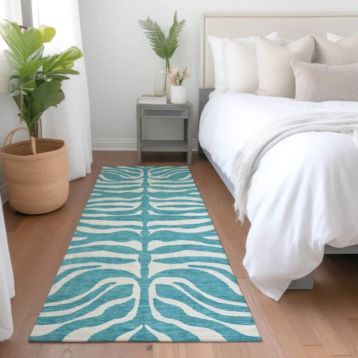 Solstice Teal Washable Indoor-Outdoor Rug-Outdoor Rugs-LOOMLAN Rugs-LOOMLAN