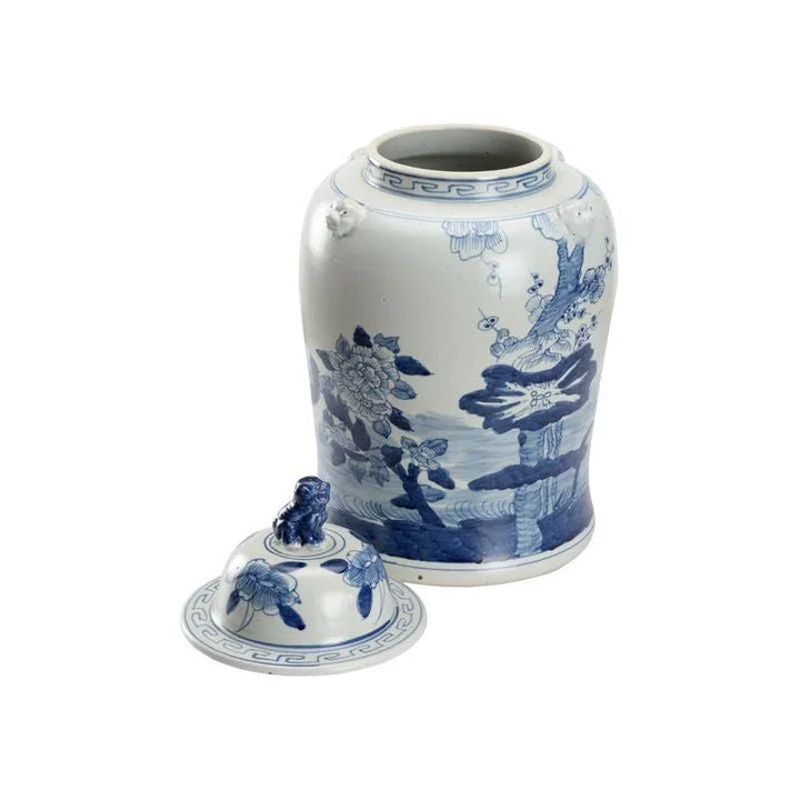 Song Garden Ginger Ceramic Blue Jar - LOOMLAN - Chelsea House - Vases & Jars