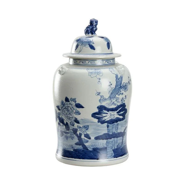 Song Garden Ginger Ceramic Blue Jar - LOOMLAN - Chelsea House - Vases & Jars