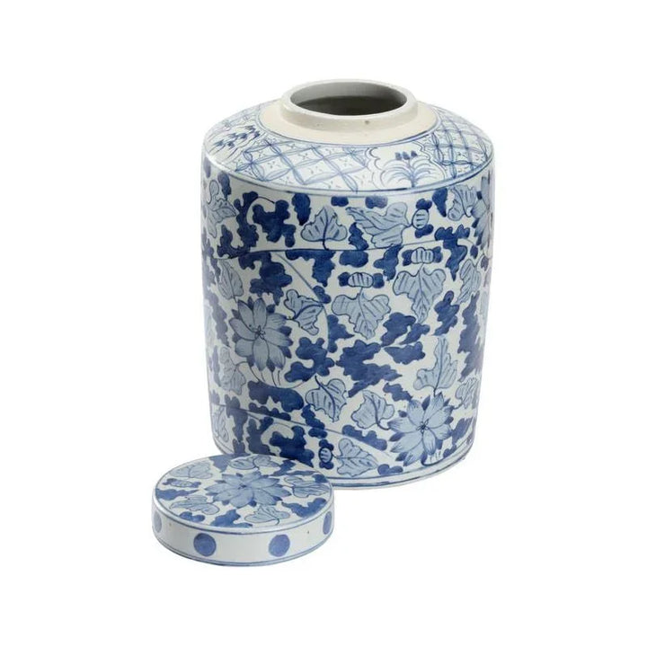 Song Leaf Ginger Ceramic Blue Jar - LOOMLAN - Chelsea House - Vases & Jars