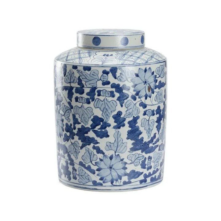 Song Leaf Ginger Ceramic Blue Jar - LOOMLAN - Chelsea House - Vases & Jars