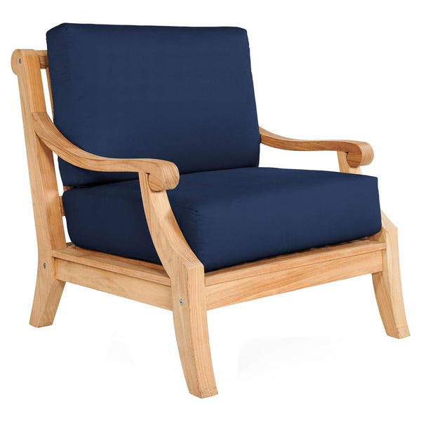 Sonoma Teak Deep Seating Outdoor Club Chair with Sunbrella Cushion-Outdoor Lounge Chairs-HiTeak-Navy-LOOMLAN