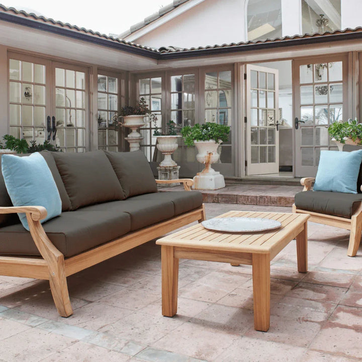 Sonoma Teak Patio Deep Sofa Set with Sunbrella 4PC - LOOMLAN - HiTeak - Outdoor Sofas & Loveseats
