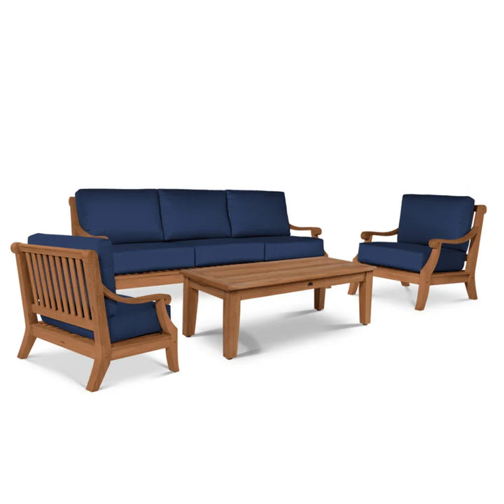 Sonoma Teak Patio Deep Sofa Set with Sunbrella 4PC - LOOMLAN - HiTeak - Outdoor Sofas & Loveseats
