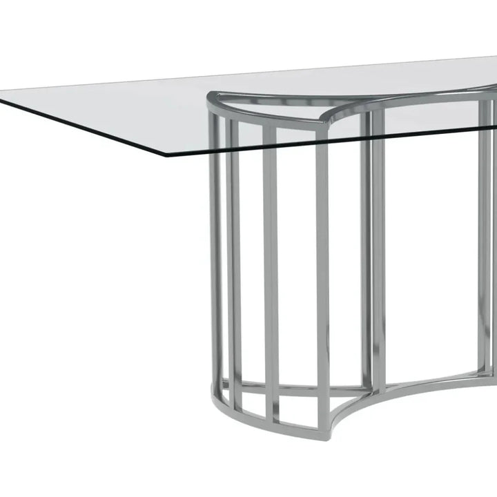 Sophia Chrome & Glass Silver Rectangular Dining Table-Dining Tables-Bassett Mirror-LOOMLAN