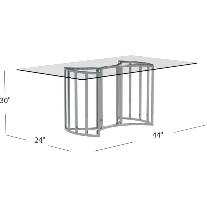 Sophia Chrome & Glass Silver Rectangular Dining Table-Dining Tables-Bassett Mirror-LOOMLAN