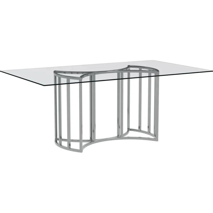 Sophia Chrome & Glass Silver Rectangular Dining Table-Dining Tables-Bassett Mirror-LOOMLAN
