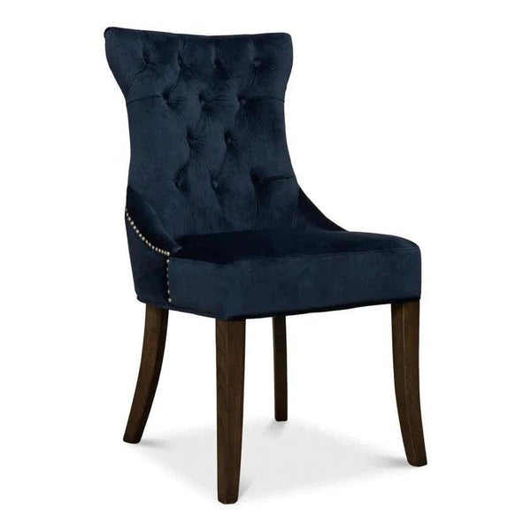 Sophie Leather Armless Dining Chair 2PC-Dining Chairs-Sarreid-Blue-LOOMLAN