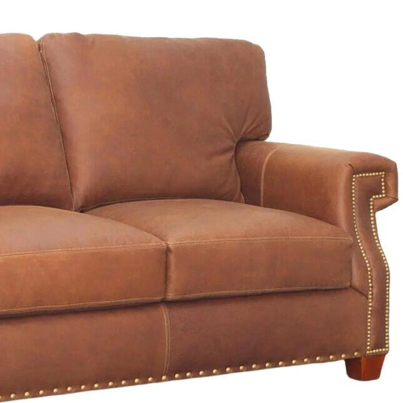 Made In the USA 90" Caramel Brown Leather Sofa Modern Hartford Sofas & Loveseats LOOMLAN By Uptown Sebastian