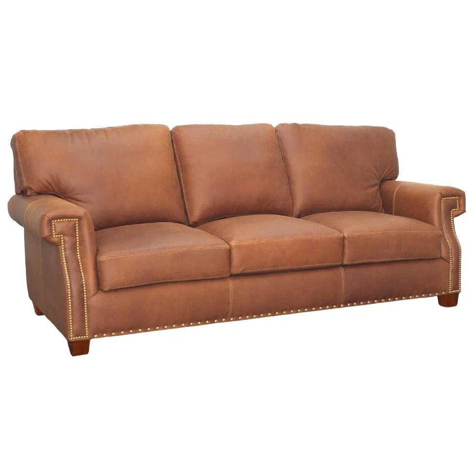 Soreil Caramel Brown Leather Sofa Hartford