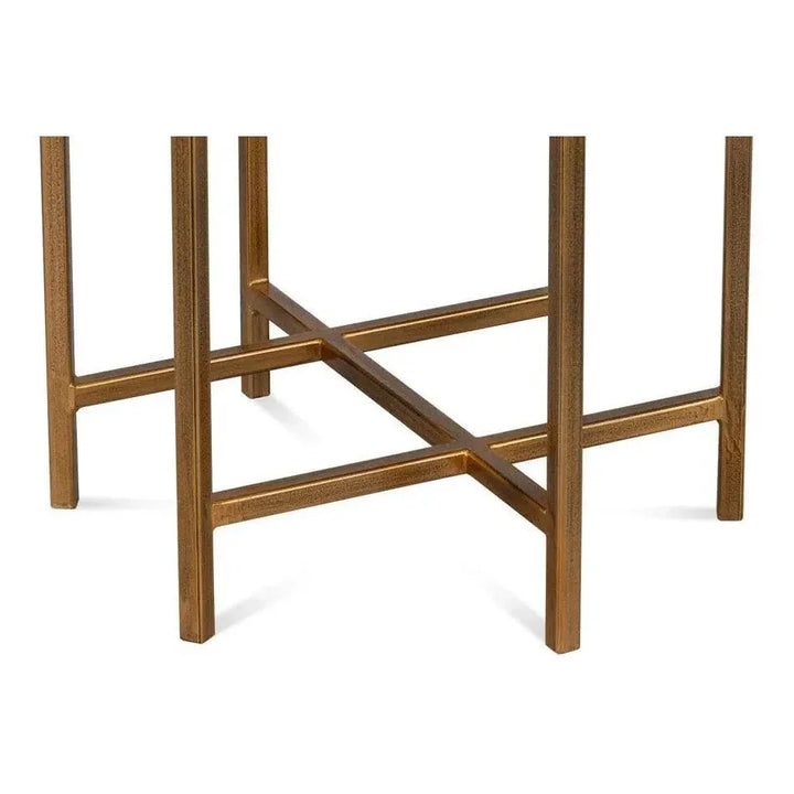 Spence Mdf and Iron Tan Round Side Table - LOOMLAN - Sarreid - Side Tables