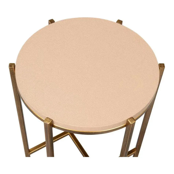 Spence Mdf and Iron Tan Round Side Table - LOOMLAN - Sarreid - Side Tables