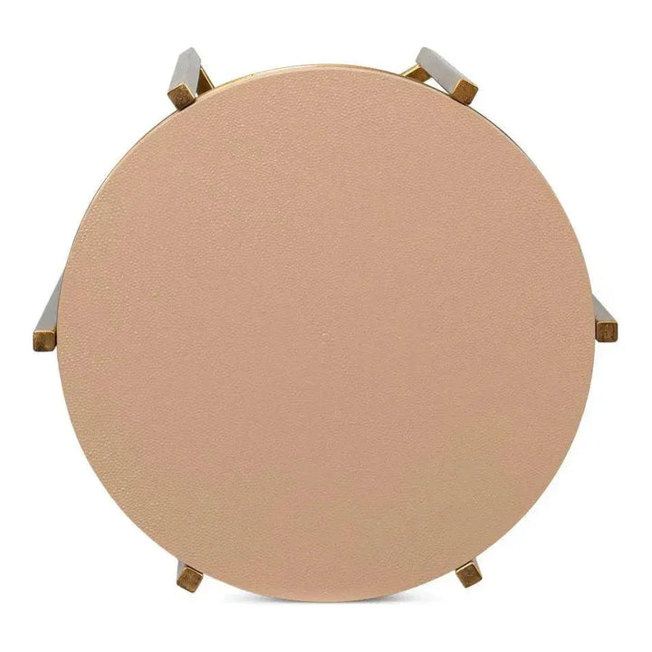 Spence Mdf and Iron Tan Round Side Table - LOOMLAN - Sarreid - Side Tables