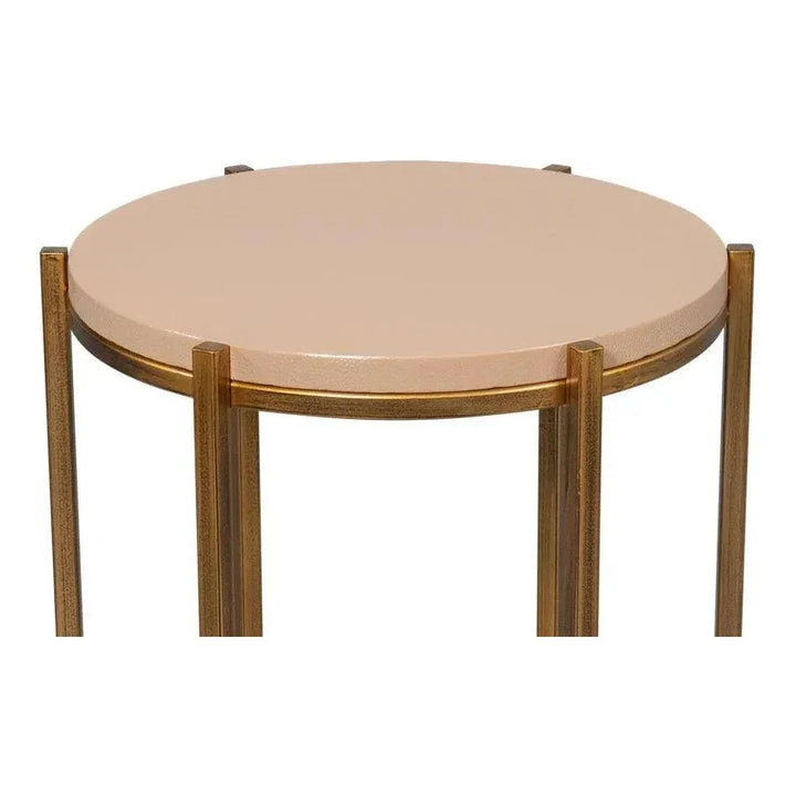 Spence Mdf and Iron Tan Round Side Table - LOOMLAN - Sarreid - Side Tables