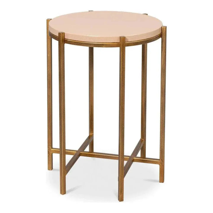 Spence Mdf and Iron Tan Round Side Table - LOOMLAN - Sarreid - Side Tables