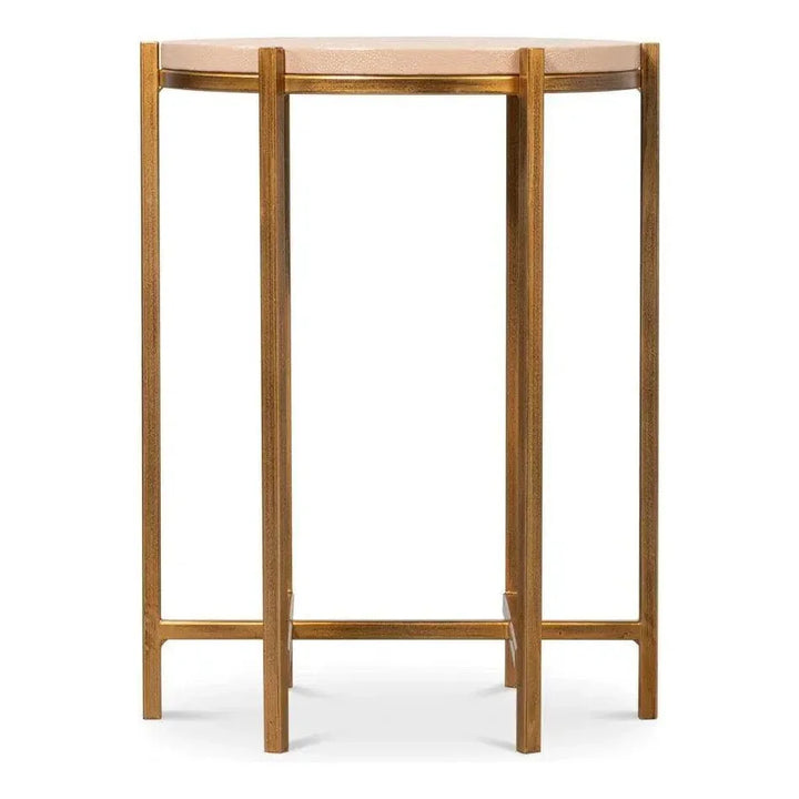 Spence Mdf and Iron Tan Round Side Table - LOOMLAN - Sarreid - Side Tables