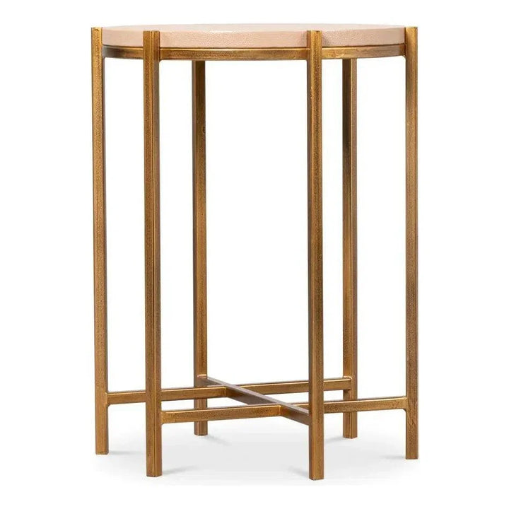 Spence Mdf and Iron Tan Round Side Table - LOOMLAN - Sarreid - Side Tables