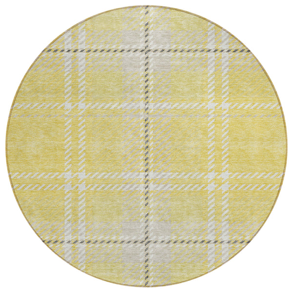 Spiral Whispers Gold Washable Indoor-Outdoor Rug