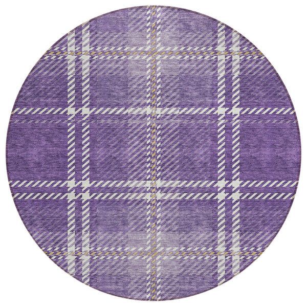Spiral Whispers Purple Washable Indoor-Outdoor Rug