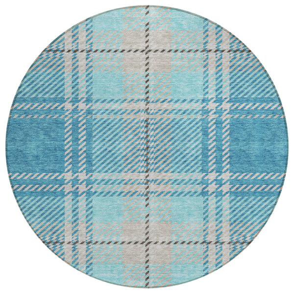 Spiral Whispers Teal Washable Indoor-Outdoor Rug