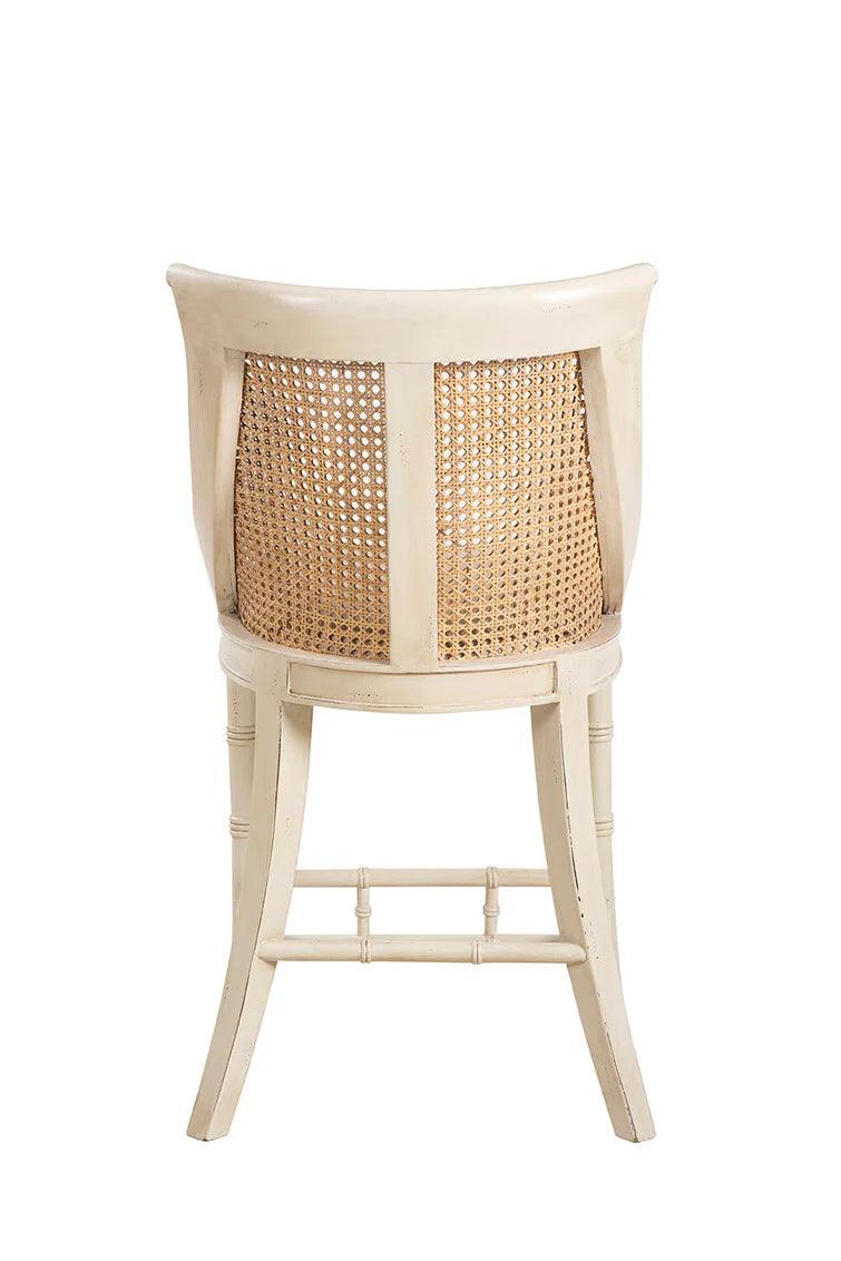 Spoonback Linen Upholstered Cream Counter Stool