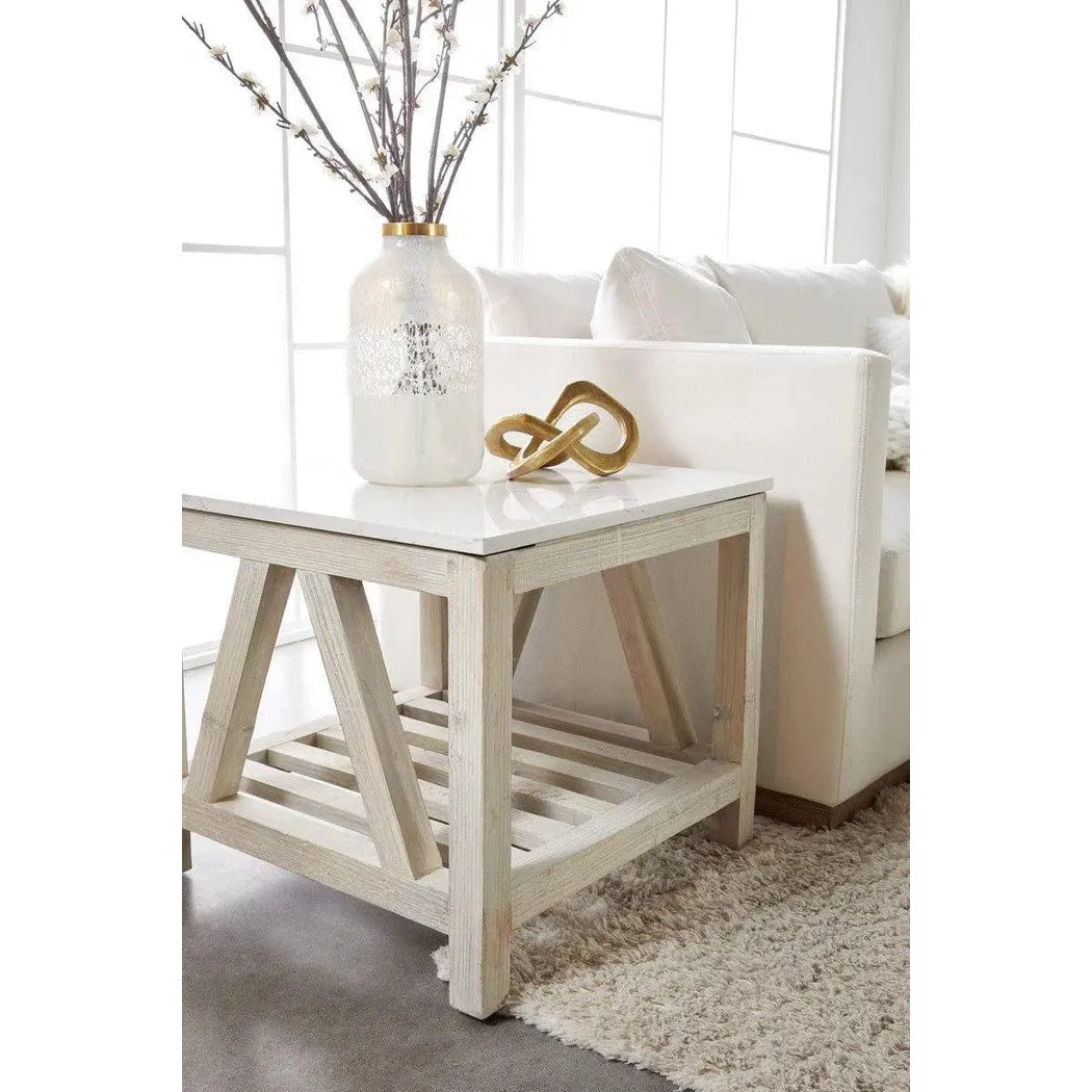 Spruce Console Table White Pine White Quartz