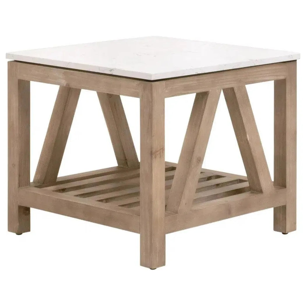 Spruce End Table Reclaimed Pine White Quartz