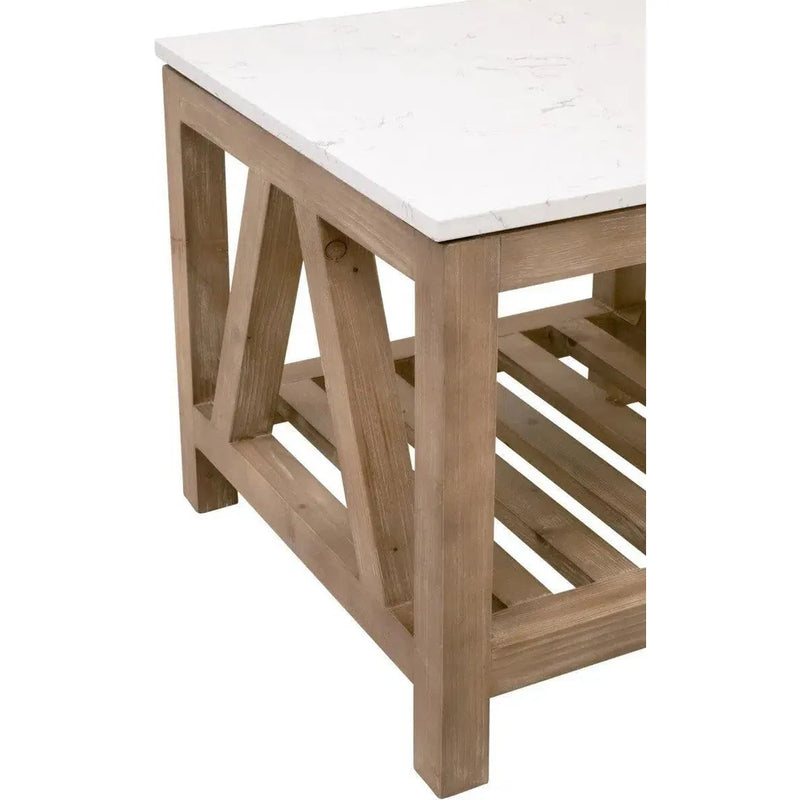 Spruce End Table Reclaimed Pine White Quartz