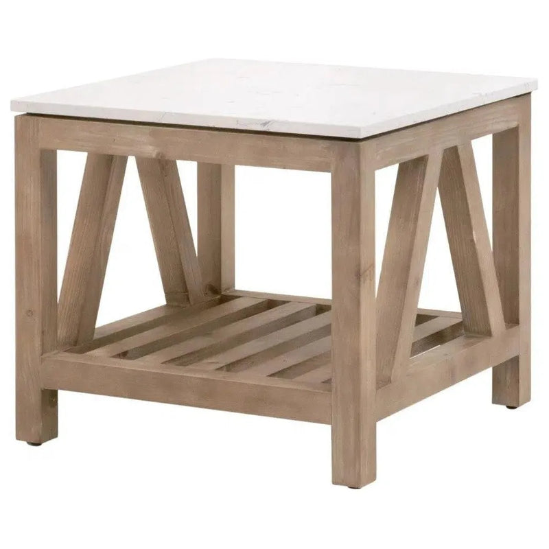 Spruce End Table Reclaimed Pine White Quartz