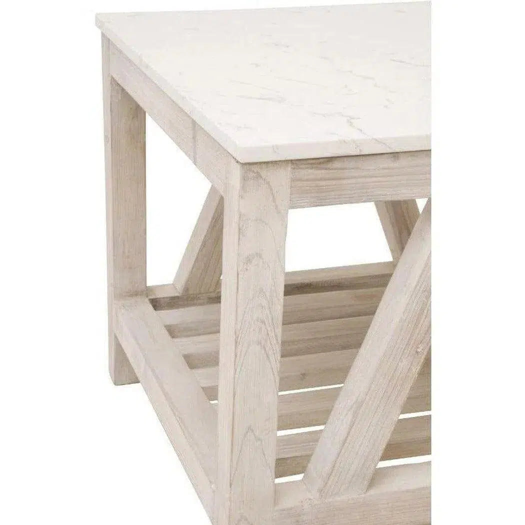 Spruce End Table Reclaimed Pine White Quartz