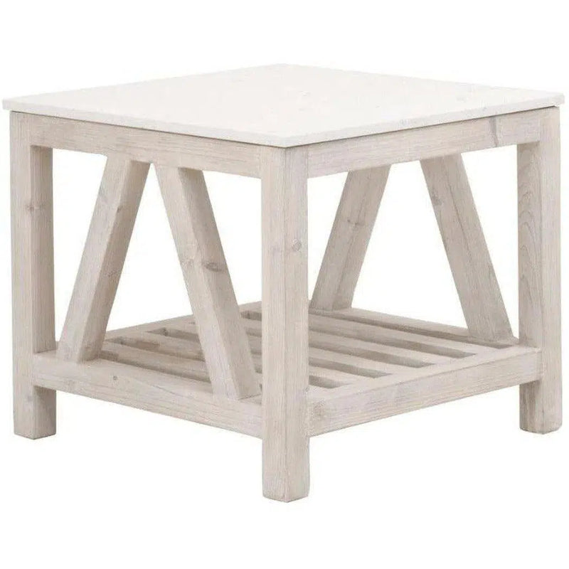 Spruce End Table Reclaimed Pine White Quartz