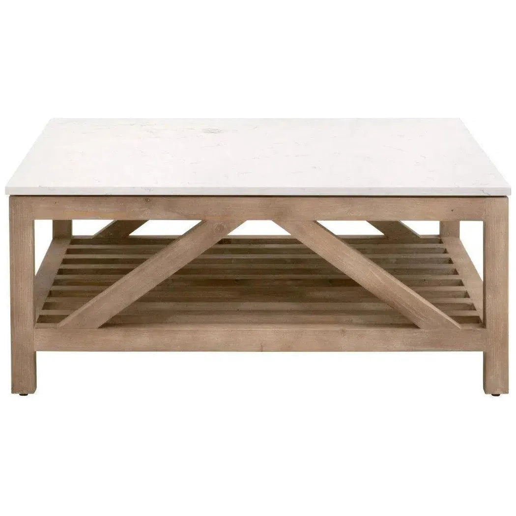 Spruce Square Coffee Table Reclaimed Pine White Quartz