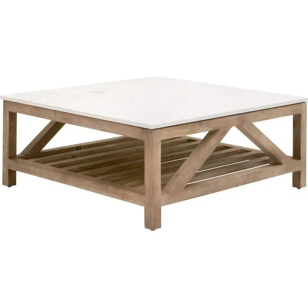 Spruce Square Coffee Table Reclaimed Pine White Quartz