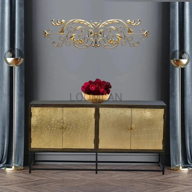 Square Accent Cabinet Brass (Gold) Doors