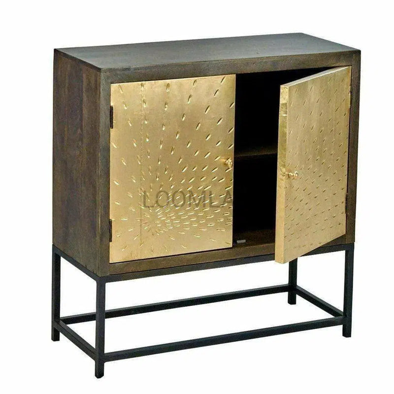 Square Accent Cabinet Brass (Gold) Doors