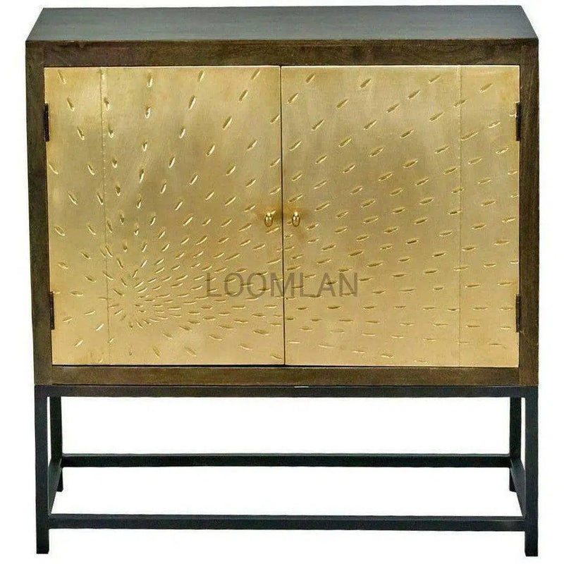 Square Accent Cabinet Brass (Gold) Doors