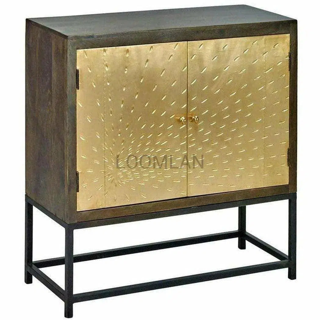 Square Accent Cabinet Brass (Gold) Doors