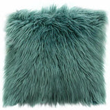 Square Accent Pillow in Teal Dual-Sided Faux Fur Throw Pillows LOOMLAN By Diamond Sofa